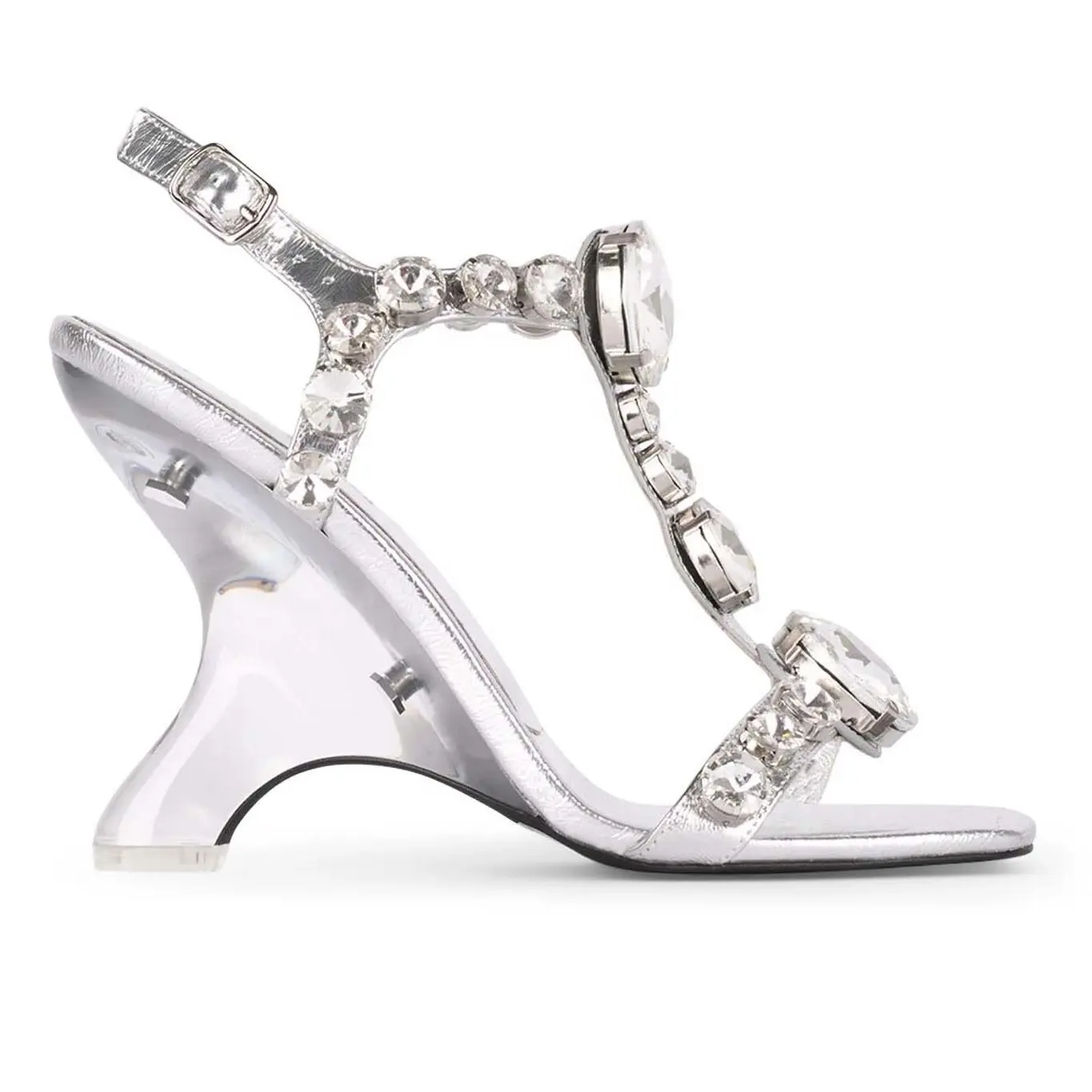 Anmairon moda estilo claro calcanhar slide geléia sapatos sexy luxo grande diamante mulheres salto alto sandálias cunha