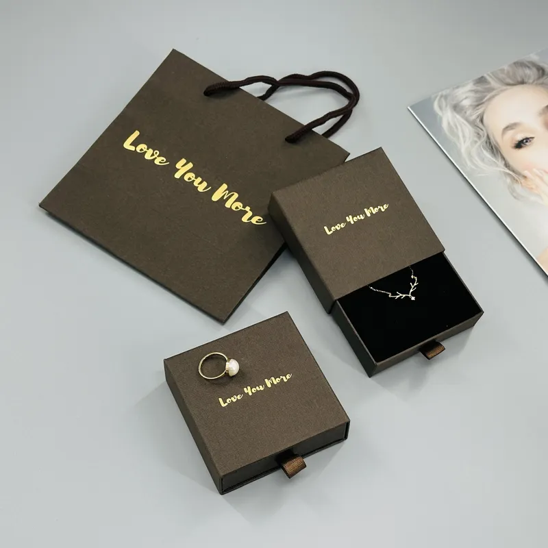 Custom Fancy Sliding Drawer Paper Luxury Jewelry Packaging Sliding Paper Gift Box With Logo For Necklace Jewelry Package
