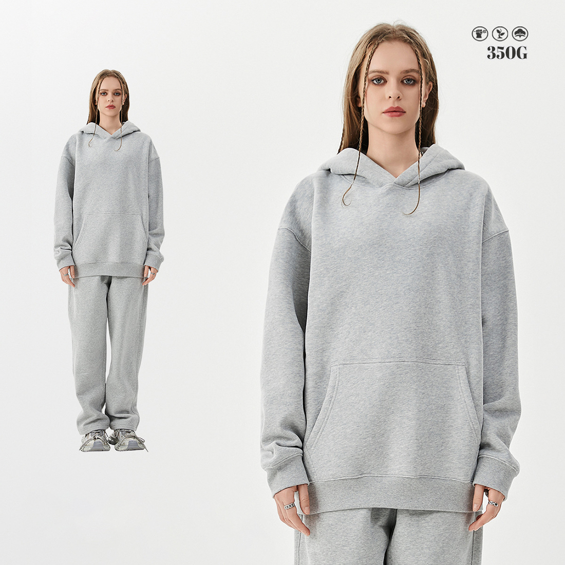 Flower grey hoodie