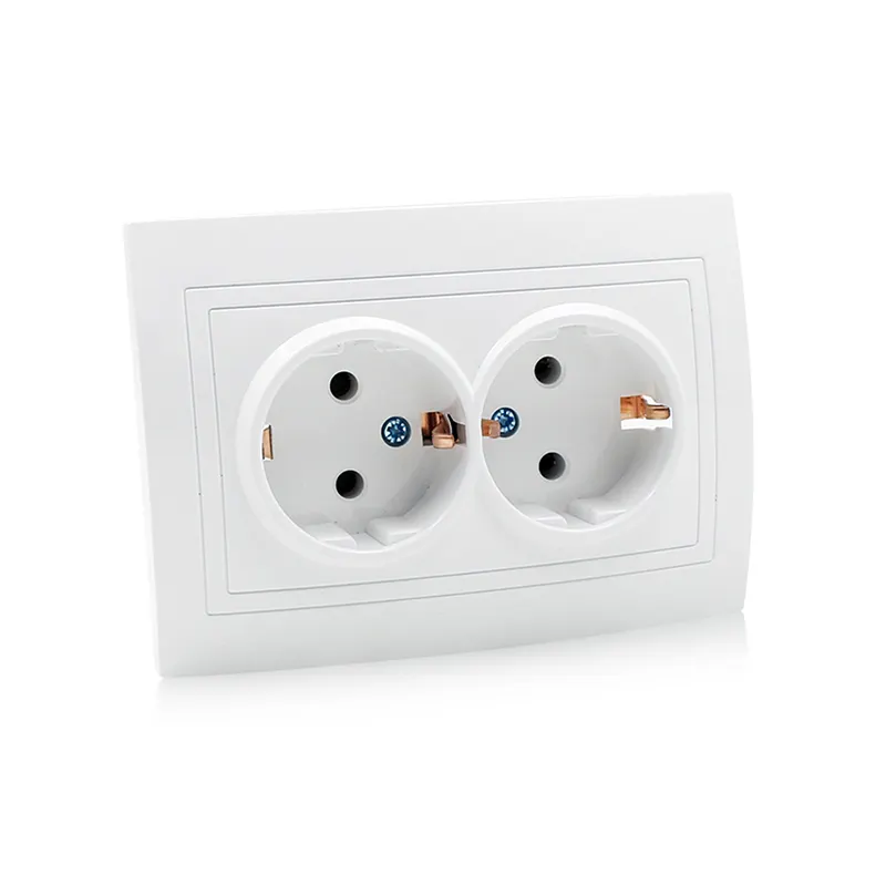 Wholesale Electrical Supplier European Double Schuko Wall Socket CE ROHS Certificated Plug Socket
