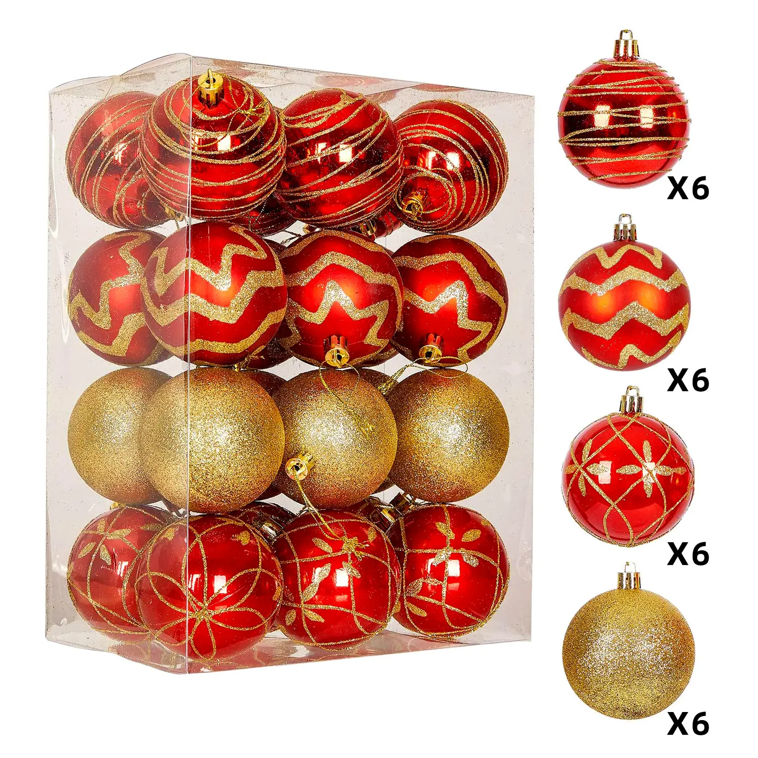 24PCs 6cm Amazon y supermercado Venta caliente BOLA DE Navidad de plástico con pintado