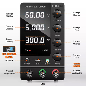 Banco de CC de escritorio, rango de salida ajustable de 0 ~ 60 voltios/0 ~ 5 amperios, fuente de alimentación de CC Variable con interfaz de salida USB de 5V/2A - Product Image 2