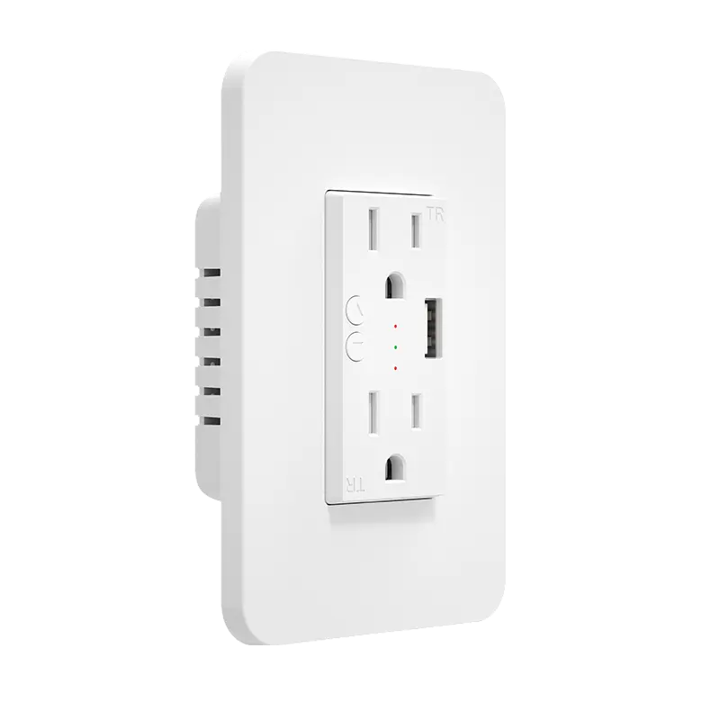 Prise murale intelligente ci-tech avec 15a Double 3 broches 1 chargeur rapide 2,4 a USB prise en charge du réseau Wifi et de l'application Tuya