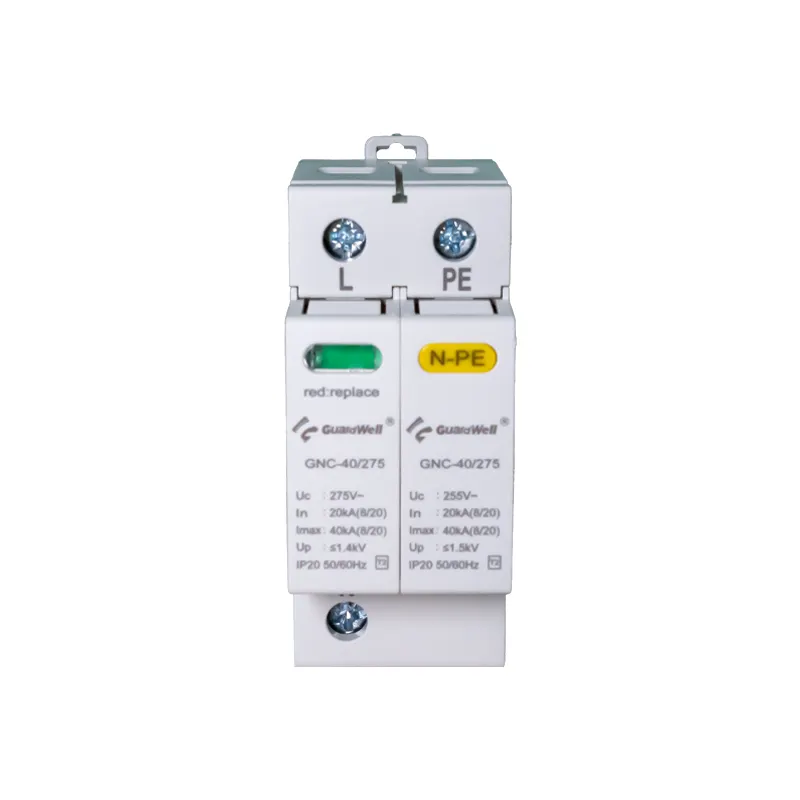 Guardwell tùy chỉnh GNC-40-275-1P + N T2 ngoài trời bảo vệ tăng thiết bị 220V 380V 20ka 40kA Surge arrester SPD