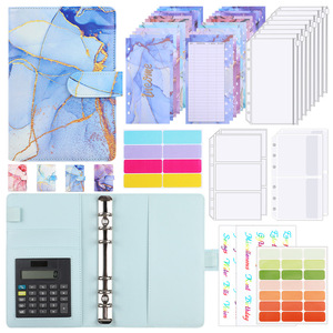 Carpeta de presupuesto de mármol de 6 anillos personalizada al por mayor con calculadora sobres de efectivo hojas cuaderno billetera planificador Carpeta de presupuesto - Product Image 2