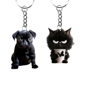 Amazon Tức Giận Mèo Đen Con Chó Nhỏ màu đen phim hoạt hình động vật Acrylic phẳng mặt dây chuyền nhỏ xe nội thất Acrylic - Product Image 1