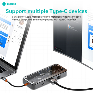 COTECi直销品牌8in1 USB3.0 USB2.0集线器，具有朋克透明设计功能，具有TF SD HDMI RJ45和usb-c 2.0端口 - Product Image 3