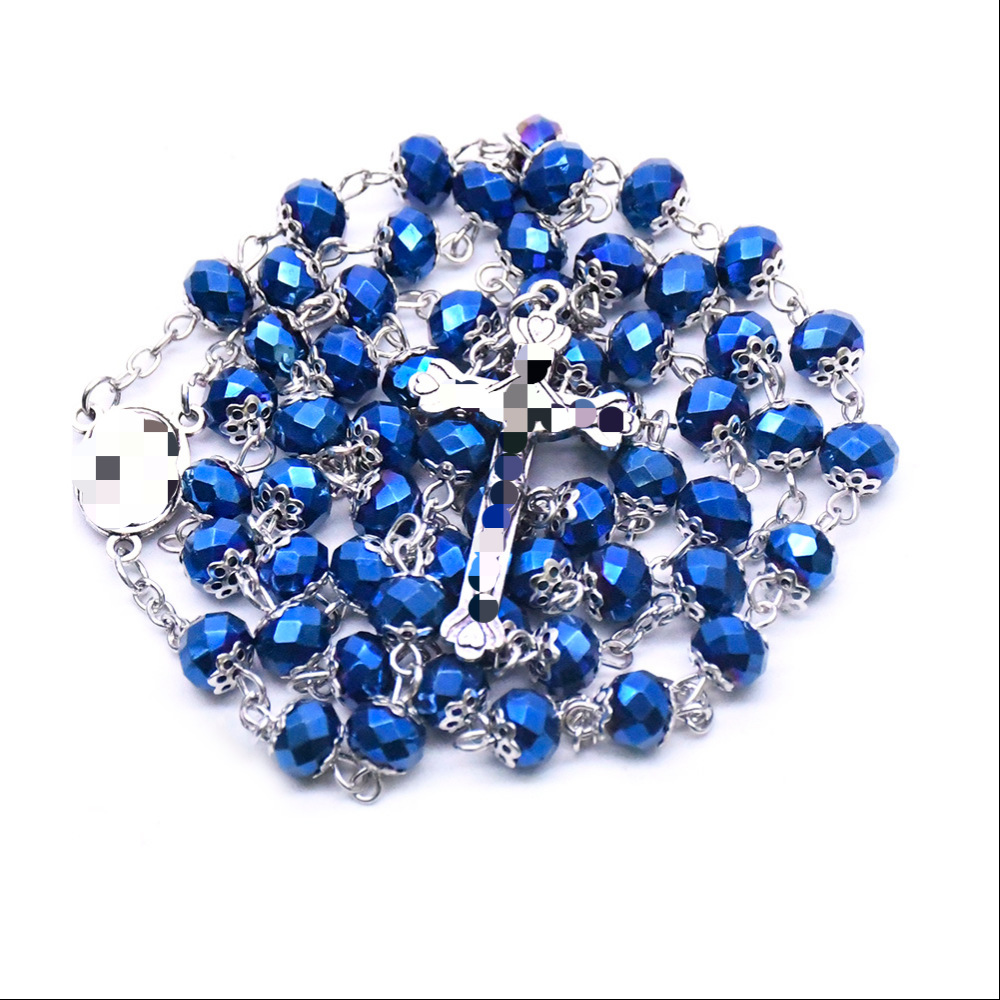 6*8mm Sapphire Blue Crystal Flower Holder RN-359