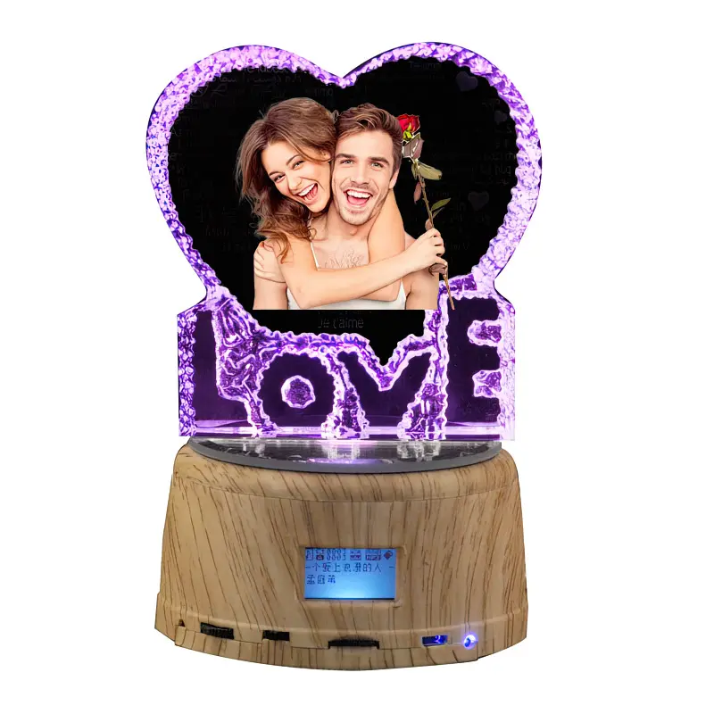 2023 г., очень популярная цифровая фоторамка с кристаллами и надписью LOVE, с индивидуальным фото на день рождения, памятные подарки, Свадебный сувенир