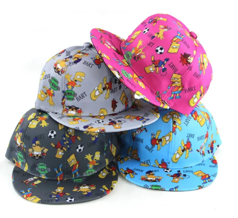 2022 nuovo Design su misura stampa Cartoon simpatici bambini cappellini Snapback cappellini Hip-Hop in poliestere per bambini a tesa piatta