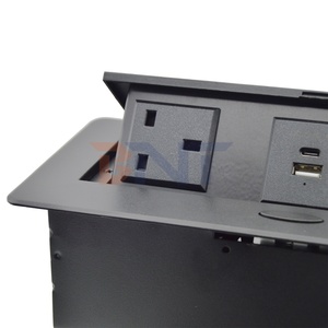 Custom Pop-Up Electric Power Socket with 2 AC Outlets <strong>UK</strong> Plug Flush <strong>Mount</strong> Design for Tabletop Meeting &amp; Conference Tables - Product Image 4