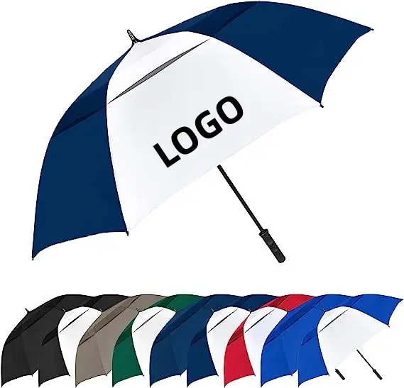 도매 공급 업체 제조업체 30 인치 대형 방풍 로고 인쇄 큰 고급 프로모션 브랜드 골프 우산 사용자 정의 로고