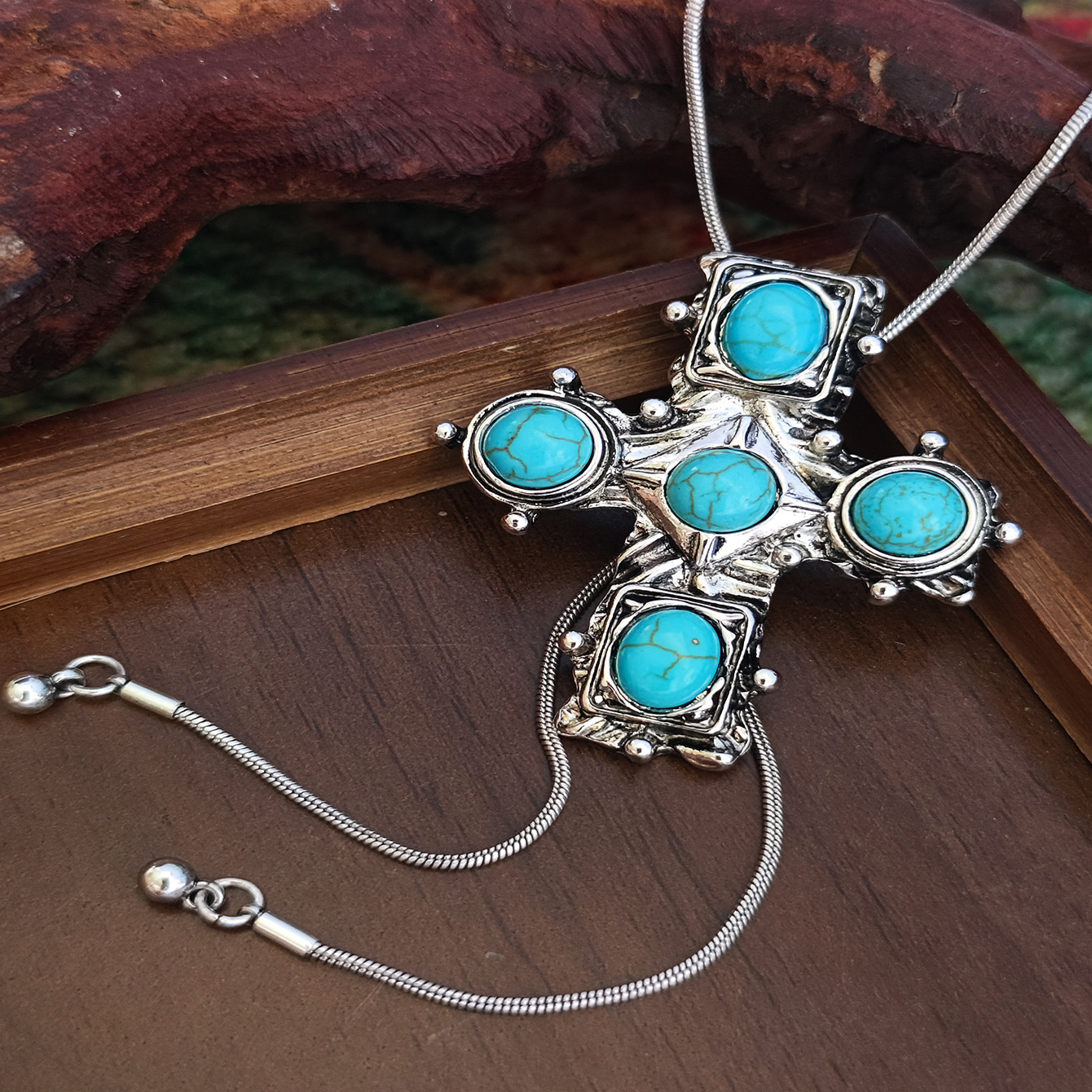 Stone cross silver