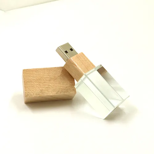 Grabado láser gratis Cristal de madera personalizable 1GB 2GB pen drive USB Flash Drive