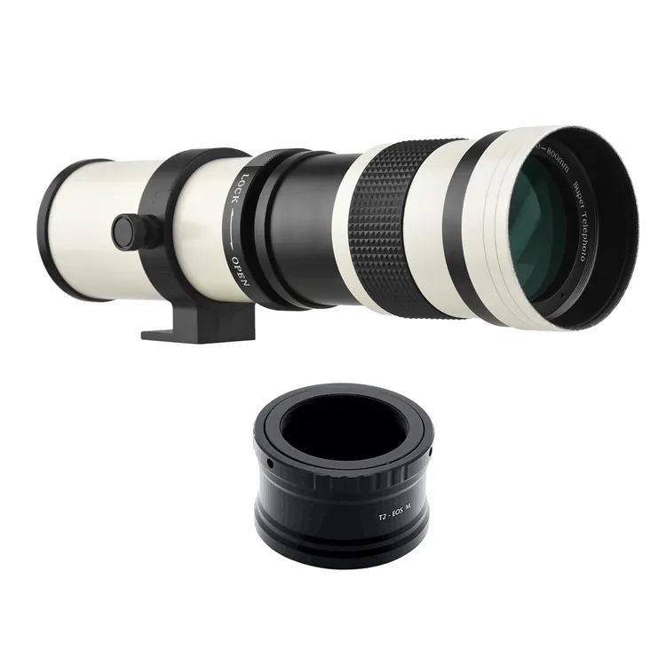 Beyaz MF süper telefoto Zoom objektifi F/8.3/90-16 420/90-800mm T2 montaj ile montaj adaptör halkası Canon kameralar için