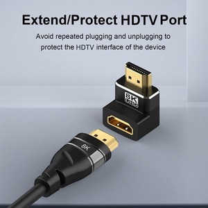 HDTV2.1 Adaptador de 90 grados Interfaz de pantalla de fundición macho a hembra para computadora portátil TV Monitor Proyector Turn Head - Product Image 2