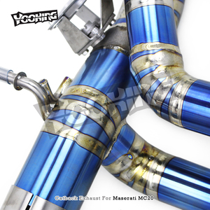 Fabrika titanyum egzoz Catback sistemi için Maserati MC20 3.0T 2020-2024 <span class=keywords><strong>X</strong></span> boru egzoz borusu susturucu galvanik mavi ipuçları