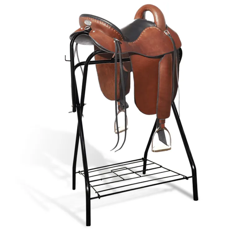 JH-Mech Folding Western or English Horse Saddles Organizer Black Metal Portable Saddle Rack