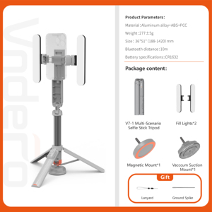 Vndefo 1.42 M Selfie Stick Phổ Điện Thoại Di Động Tầng Đứng Cầm Tay Ổn Định Di Động Selfie Đứng - Product Image 6