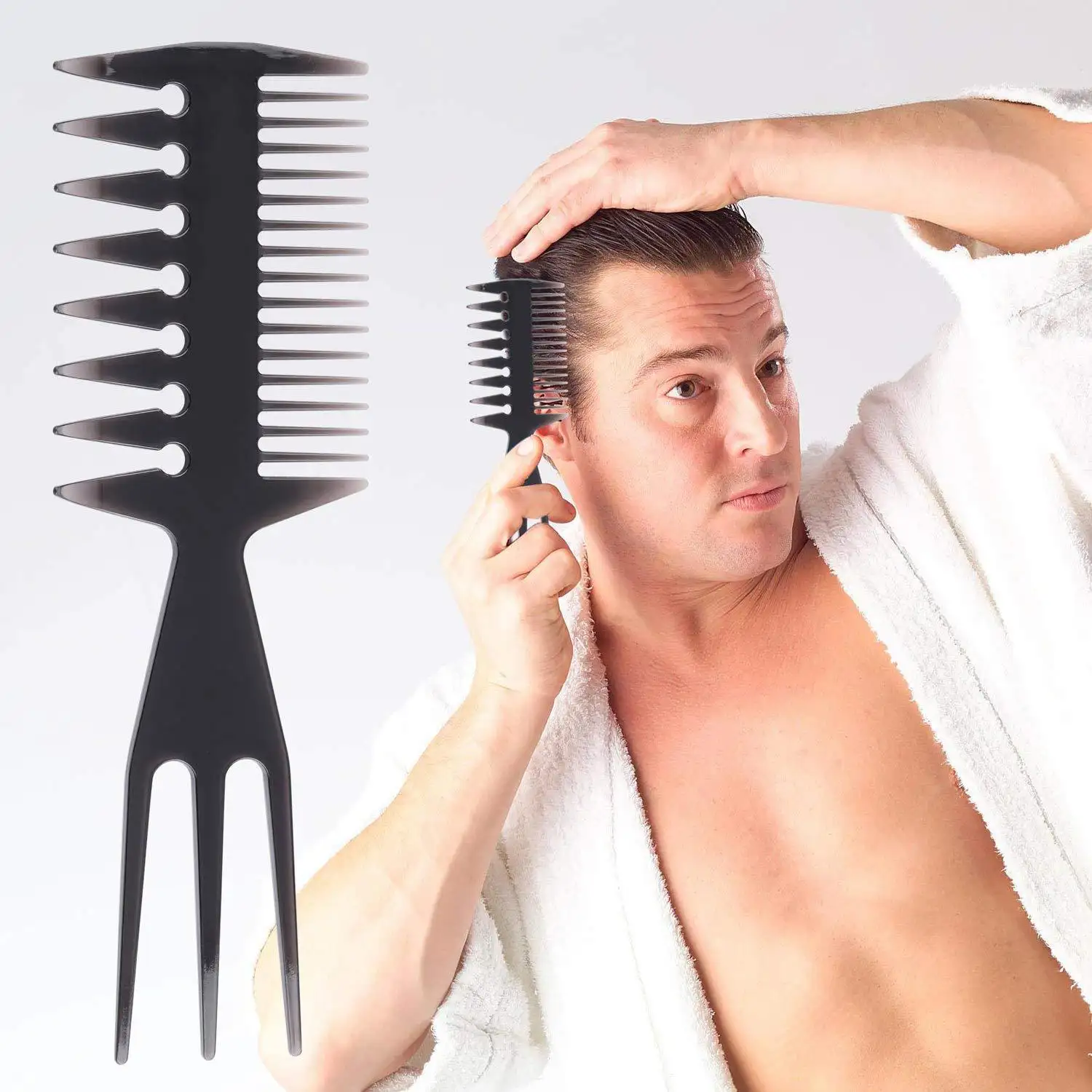 Dropshipping Peignes 3 en 1 pour hommes en forme d'os queue de poisson Extensions de cheveux démêlants en plastique Salon de coiffure Peignes à cheveux