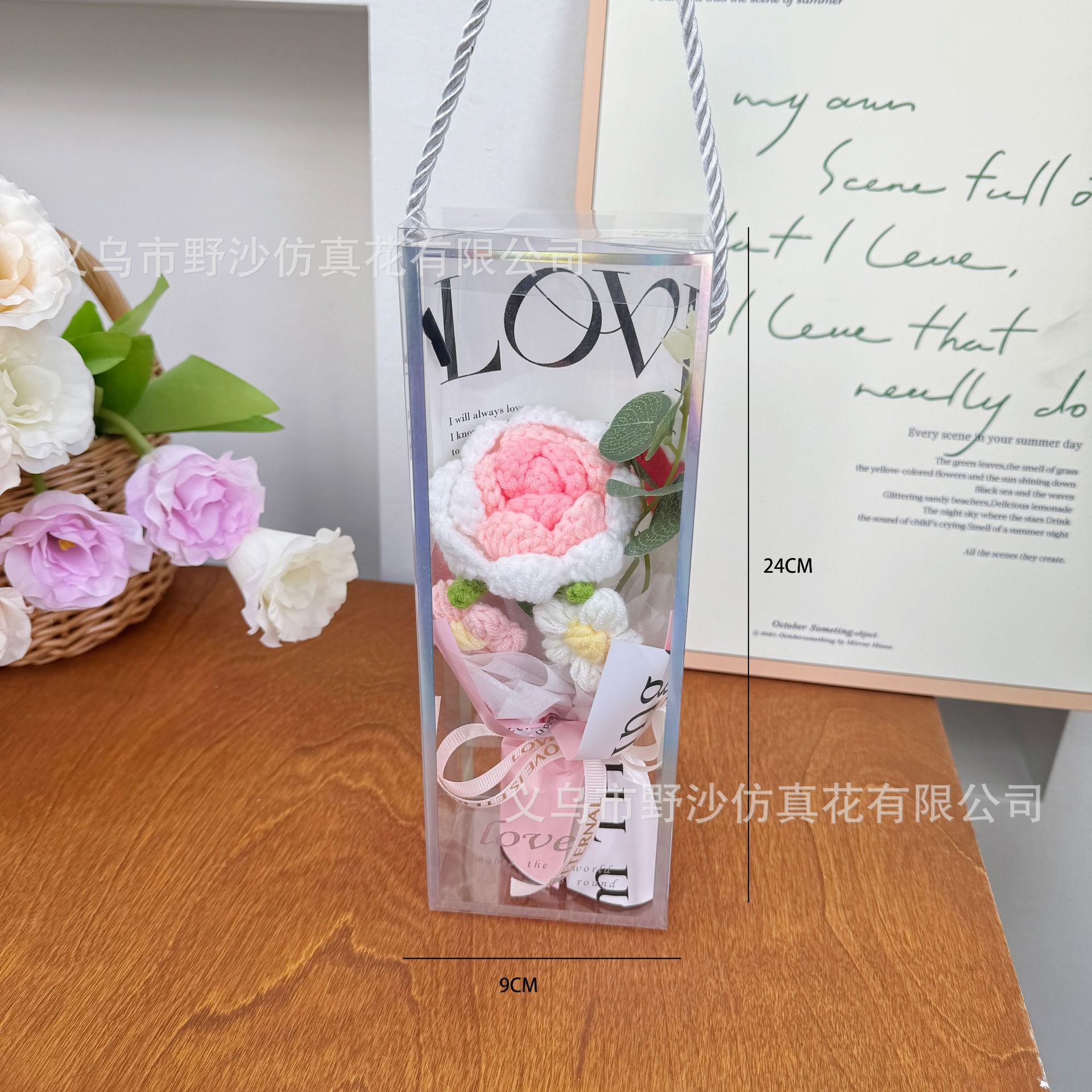 Mxh031-sac à main rose rose + carte de voeux lumineuse