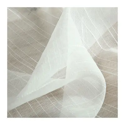 Bomar Jacquard Organza Factory Supply Jacquard Curtain modern simple White Tulle Curtains For Living room Striped Voile Faux