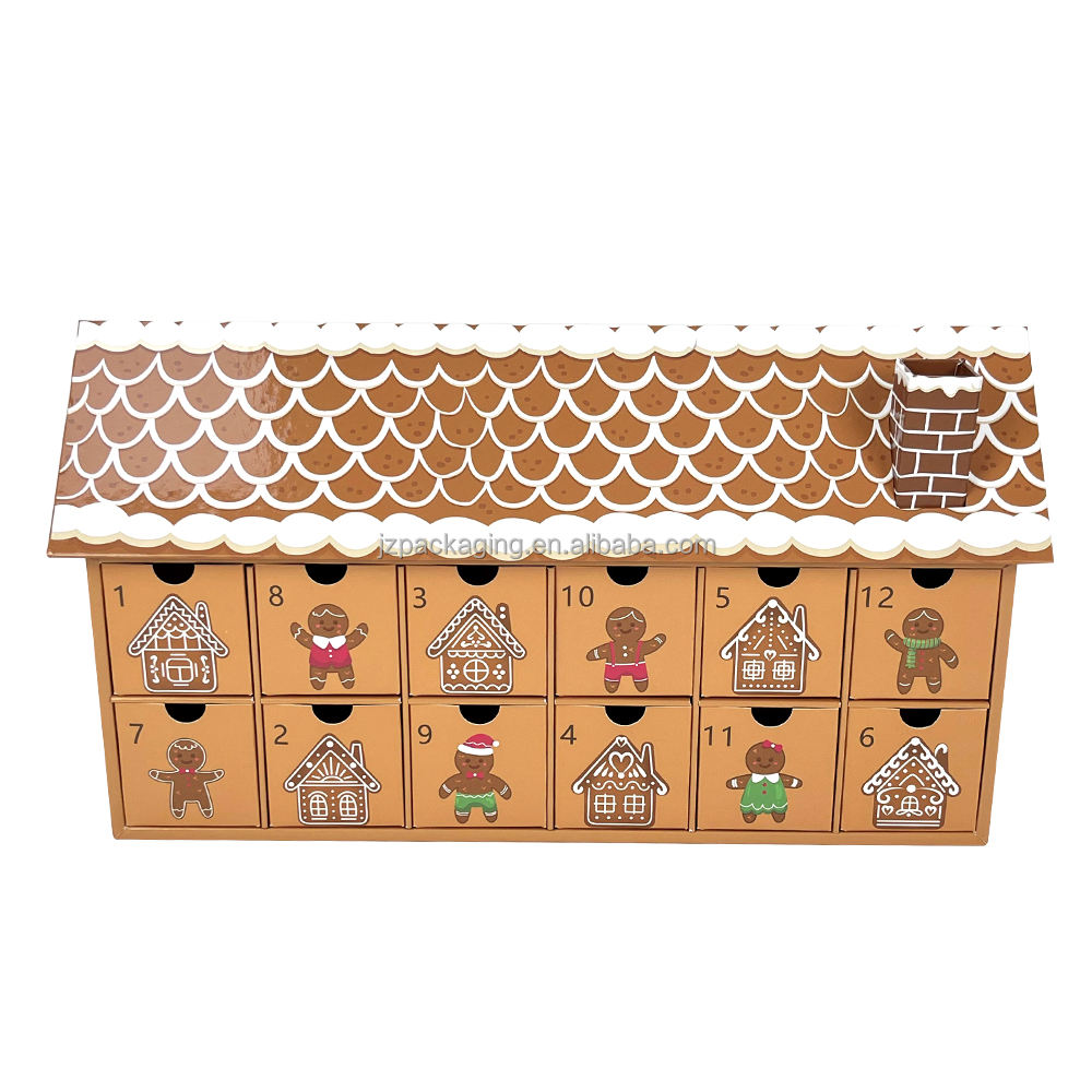 Boîte calendrier de l'avent en forme de maison de Noël-12 tiroirs