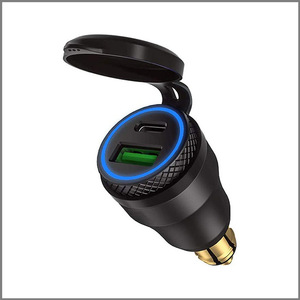 เครื่องชาร์จ USB แบบอลูมิเนียม30W PD Type-C 3.0อะแดปเตอร์ที่ชาร์จอย่างรวดเร็ว12V/24V อุปกรณ์มอเตอร์ไซค์ Triumph - Product Image 2