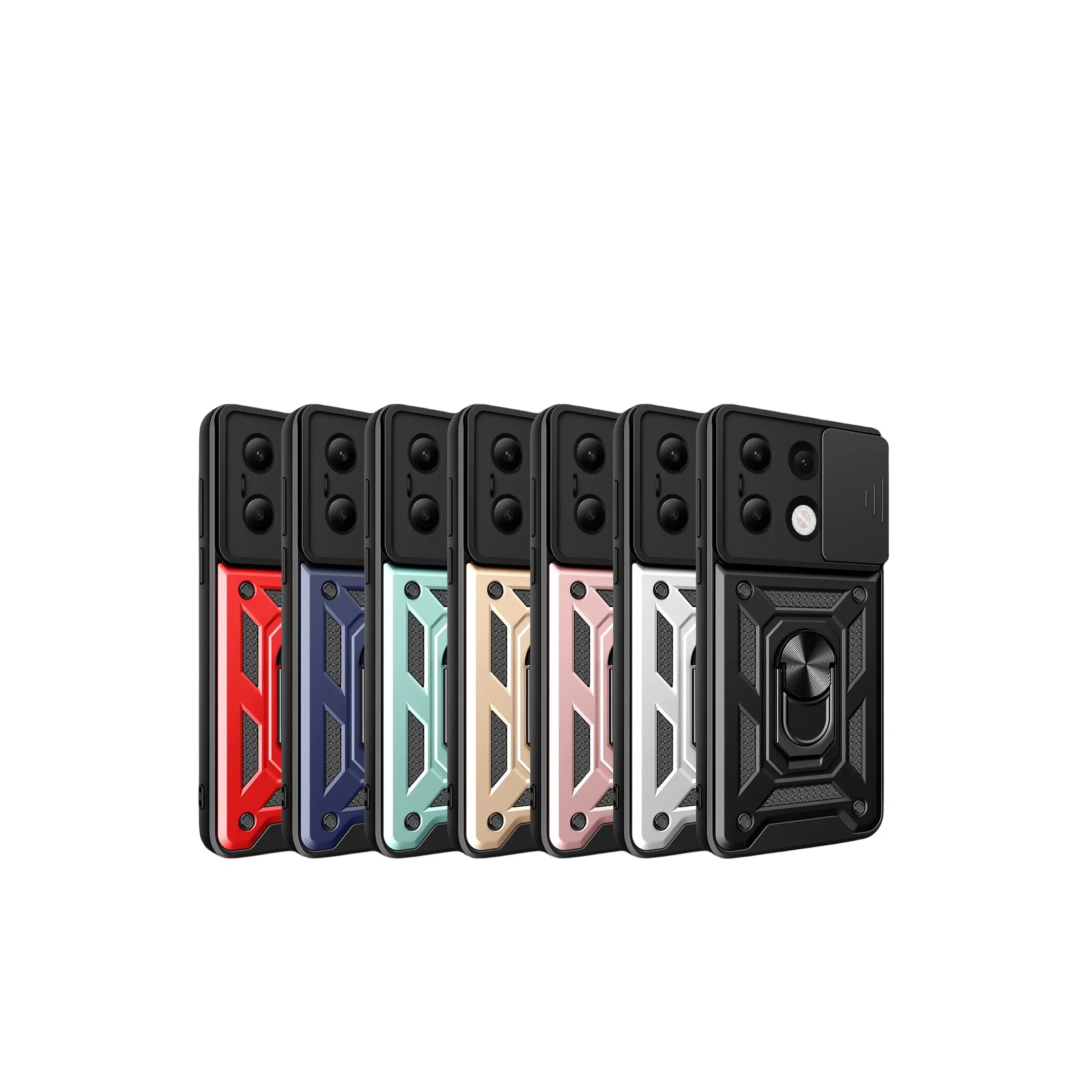 Luxury Ring Stand Armor Push Case For Xiaomi 14 Pro Ultra Poco M6 X6 Pro 5G Redmi A3 Note 13 Pro 4G Plus