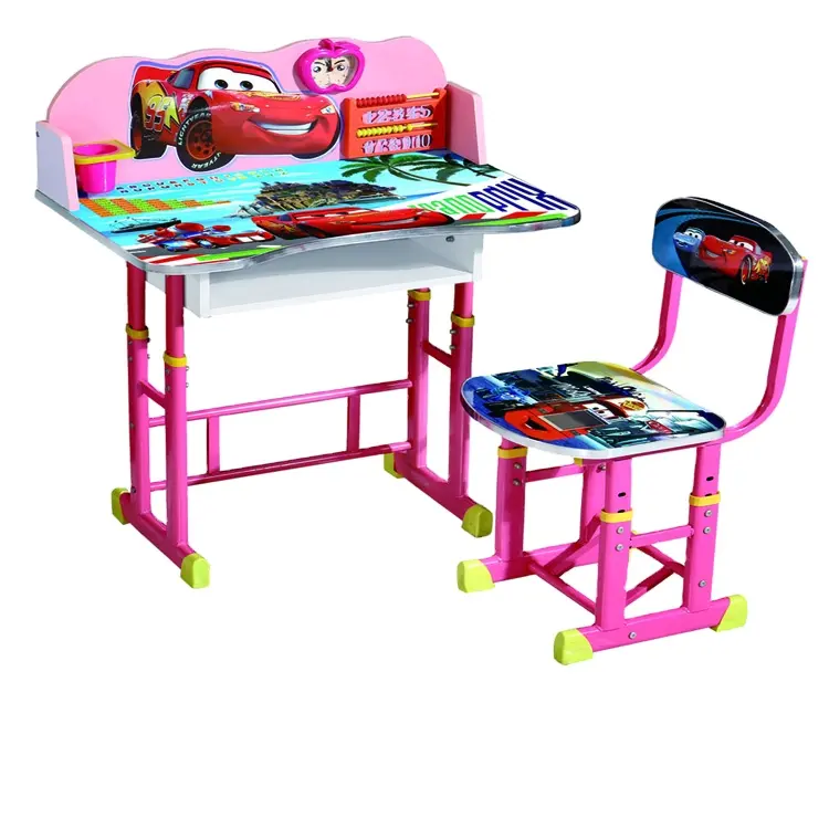Kids Furniture Tall Study Desk Ergonomic Children Height Adjustable Pink Set of 2 Children's Chair and Table School Chair