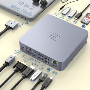 18 <strong>in</strong> 2 USB Type C Adapter Hub Dock with 3 USB 3.0 Port HDMI VGA Gigabit Ethernet 3.5mm Audio SD TF Card Reader and PD Charge - Product Image 1