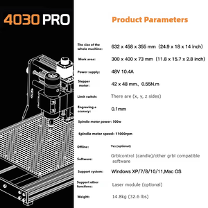 TEBAK CNC 4030Pro 3-Axis PCB Drilling Mini Carpintería CNC Máquina de Grabado para DIY Madera mini máquina enrutadora de madera - Product Image 5