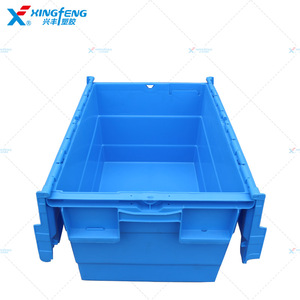 Totes Transporte logístico Anidamiento Caja móvil de plástico Contenedores Caja apilable adjunta con tapa Tamaño del contenedor 600*400*415mm