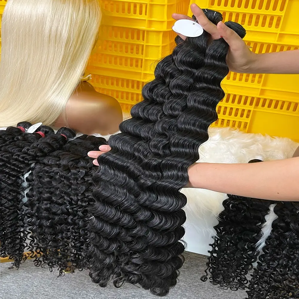 Tesse brasiliane vergini brasiliane a buon mercato all'ingrosso dell'onda profonda 12a, tessuto reale dei capelli umani, estensione dei capelli umani