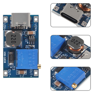 Tipo-C MT3608 Convertidor de refuerzo de 2A Módulo ajustable Placa reguladora de voltaje Voltaje de entrada 2-24V a 5-28V Voltaje de salida - Product Image 4
