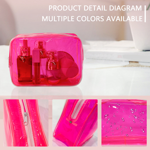 Customized Large Capacity Clear PVC <strong>Makeup</strong> Organizer <strong>Cheap</strong> Travel Cosmetic <strong>Case</strong> with Zipper &amp; Colored Custom Logo - Product Image 5