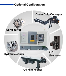 Dual Spindle Sub Spindle <strong>Lathe</strong> <strong>With</strong> Coolant Gun <strong>C</strong> <strong>Axis</strong> Live Tool Turret Turning Center Horizontal Slant Bed <strong>CNC</strong> <strong>Lathe</strong> - Product Image 5