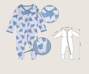 Customization Available Baby Footed <strong>Zippy</strong> Romper Organic Cotton with Multiple Self Design Patterns Infant Bodysuit Footie - Product Image 6