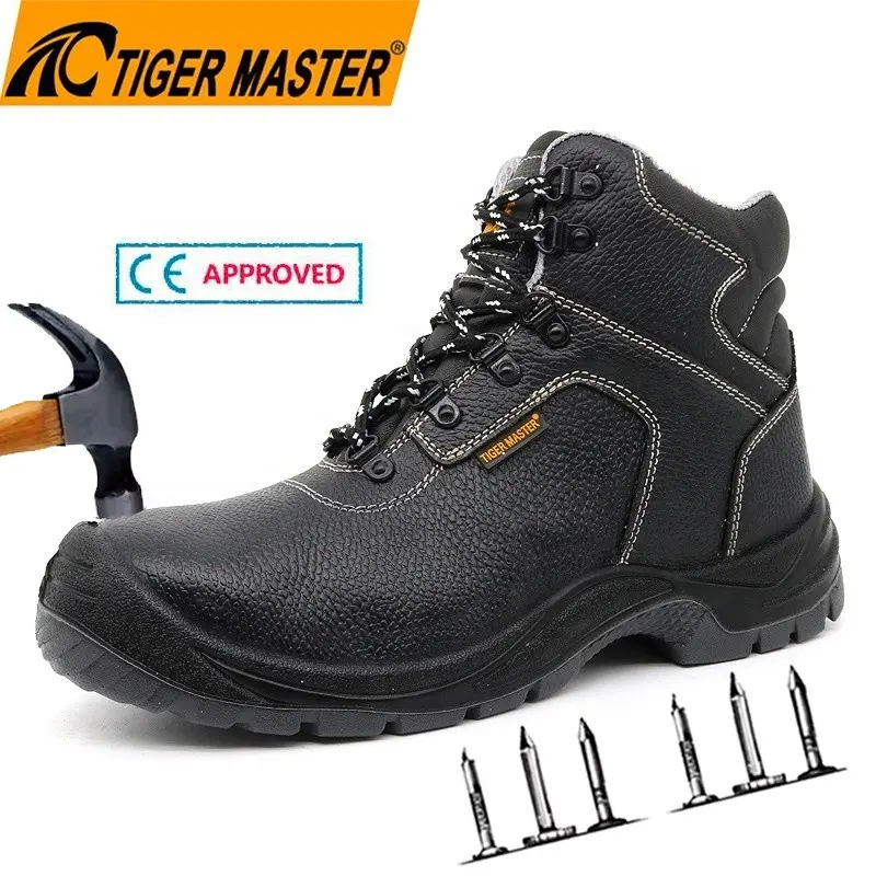 La punta in acciaio in pelle nera previene la puntura antistatica tiger master brand men scarpe antinfortunistiche da lavoro impermeabili CE s3 src