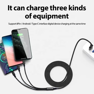 Ready to Ship 1.2m 3 in 1 Nylon <strong>USB</strong> Charging Cable Fast Charging Mobile Phone Cable for Mobile Phone Cables - Product Image 4