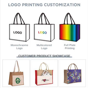 Borse di alta qualità in juta durevole Design specifico personalizzato in colore naturale per lo Shopping - Product Image 5