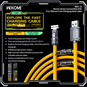 WEKOME 2025新设计4合1数据线Type-C硅胶USB C 65w快速充电手机锌合金多重充电 - Product Image 2