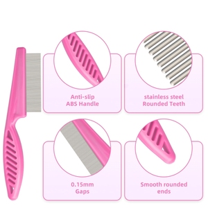 للبيع بالجملة من المصنع طقم تمشيط للقطط من الفولاذ المقاوم للصدأ للبرغوث والحيوانات الأليفة المحمولة على الوجهين - Product Image 4