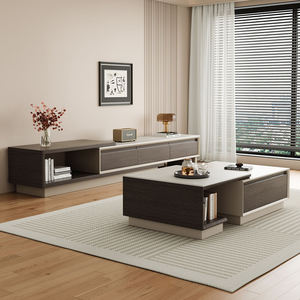 יחידת טלוויזיה מעץ מלא extendable עם אחסון יוקרה מודרני סלון ריהוט עץ טלוויזיה שולחן מדיה קונסולת טלוויזיה לעמוד ארון - Product Image 2