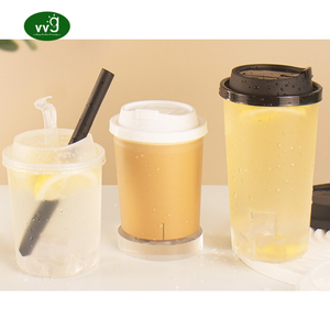 VVG 480ml 680ml Custom Frosted Straight Hard pp Plastic Disposable Juice Bubble Tea <strong>Cup</strong> with Lids