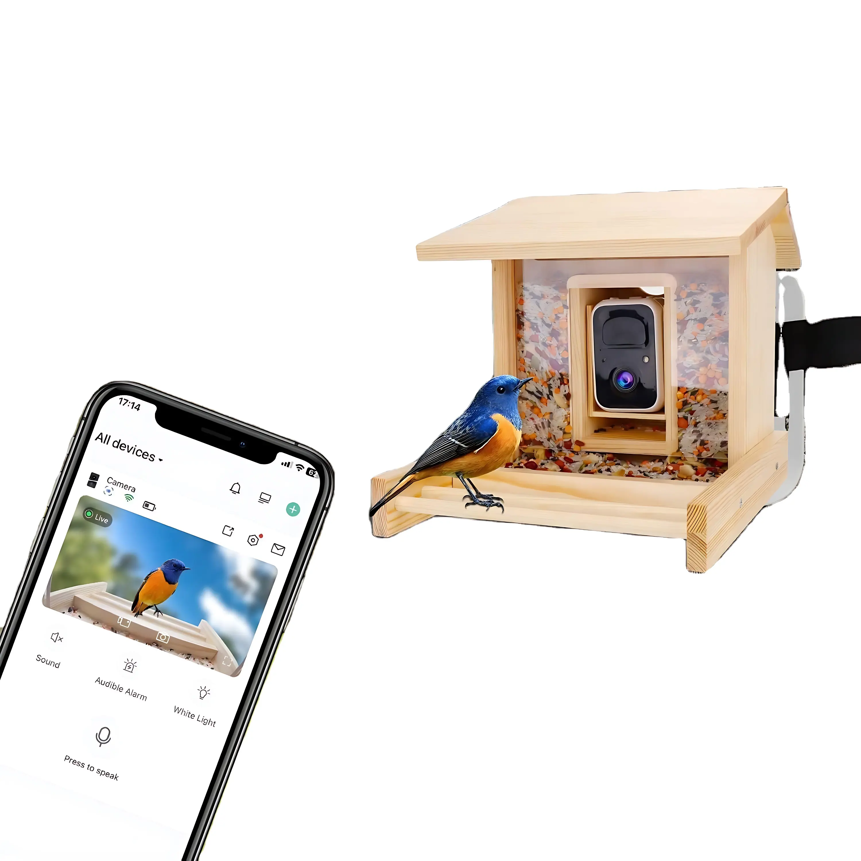 New Bird House Pendentif Nid d'oiseau Décoration avec caméra Mangeoire à oiseaux