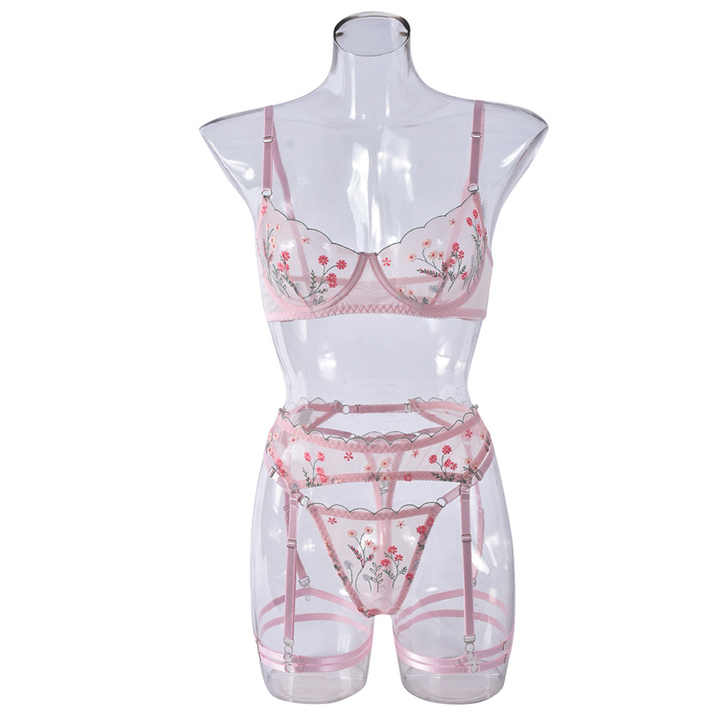 2024 Nieuwe Geborduurde Bh Paneel Mesh Hoge Elastische Sexy Comfortabel En Leuk Ondergoed