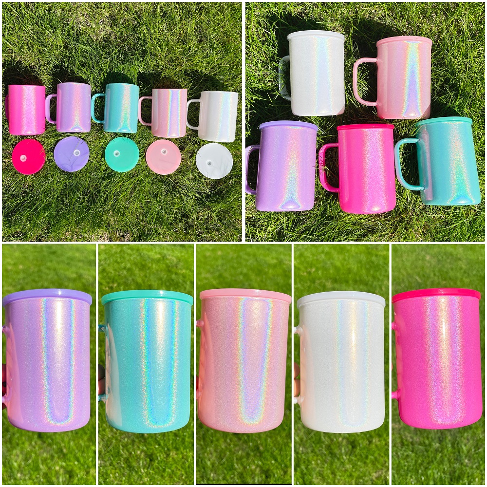BPAフリーホログラフィックシマーグリッター17オンスカラー昇華可能ガラスコーヒーマグ、UV DTFラップ用PP蓋付きカスタマイズギフト用 - Product Image 5