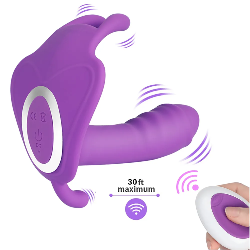 Dildo Vibrator G Spot Klitoris Dapat Dipakai Stimulator Kupu-kupu Bergetar Celana Dalam Mainan Erotis Mainan Dewasa untuk Wanita Masturbator Orgasme