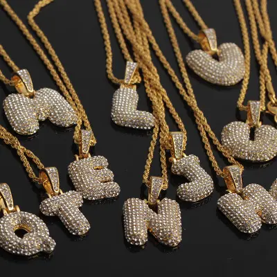 VRIUA-collar con letras de hip hop, colgante con 26 letras, joyería